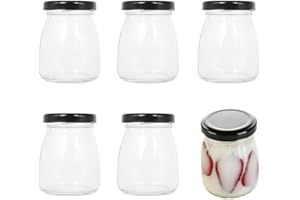 Danmu Art 6Pcs 200ml Yogurt Pudding Glass Jars with Lids Mini Empty Glass Jars Small Milk Glass Bottles