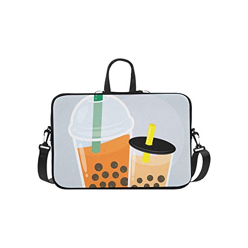 Preisvergleich Produktbild Nette Boba Grüntee-getränk Muster Aktentasche Laptoptasche Messenger Schulter Arbeitstasche Crossbody Handtasche Für Geschäftsreisen