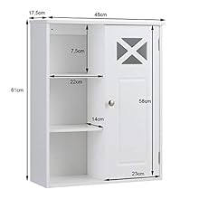 COSTWAY Hängeschrank mit verstellbarem Einlegeboden, Badezimmerschrank