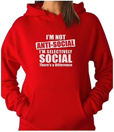 Not Anti - Social I'm Selectively Social Personality Funny Women Hoodie X-Large Red