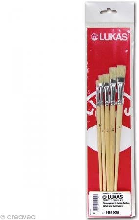 Lukas School Bristle Brushes, 5–Opaque Short Stemmed for oil, acrylic and Gouache, Size 2, up to 12