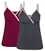 Intimate Portal Women Gaia Nursing Cami Tank Breastfeeding Clothes 2-PK Gray Red Large