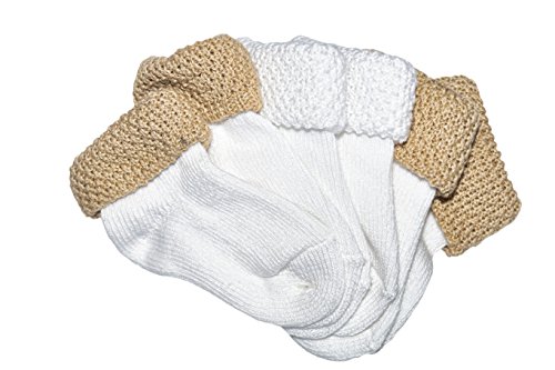 Elegant Baby 3 Pairs Turn Over Crochet Design Top Socks, Size Newborn