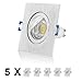 Produktbild 5er LEDOX LED Set Bicolor IP44 Einbaustrahler Aluminium Chrom gebürstet eckig IP44 mit 6W Led 5000k weiß GU10 450 Lumen CRI / Ra über 90 Spot dimmbar mit Einbaurahmen für Decken Markenstrahler Lampe Bad Feuchtraum Badezimmer 50W Ersatz