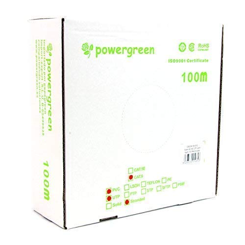 Powergreen - Bobina de Cable Cat 6 utp 100 Metros Flexible Caja