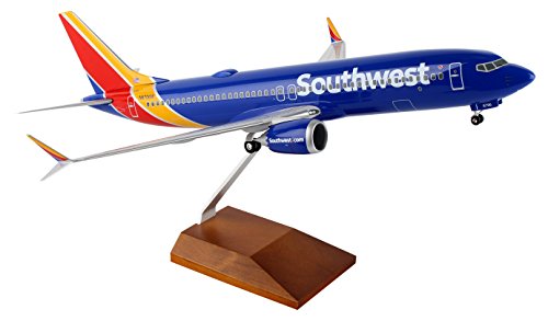 Worldwide Trading Skymarks Southwest 737-MAX8 1/100 W/Wood Stand & Gear Plane Model