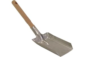 Kamino-Flam Fireplace Coal Shovel with Wooden Handle, Coal Scoop, Galvanised Steel Ash Shovel with Perforated Handle, Dustpan, Wooden Handled Shovel, approx. 17 x 10.5 cm, Silver