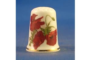 BIRCHCROFT CHINA Birchcroft Dé à Coudre en Porcelaine Motif Coquelicots Rouges