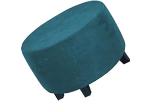 Acdler Runde Stretch-Ottomanenbezug, Mit Elastischer Unterseite Fußhocker-Überzug Fußhocker-Überzug, Luxuriöser Samt-Pouf-Überzug Für Wohnzimmer (Color : 1A, Size : 50-58CM)