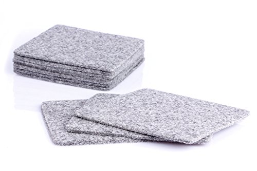 10er Set Glasuntersetzer aus Filz in graumeliert (und weitere Farben wählbar), Edel und elegant, 10cm quadratisch