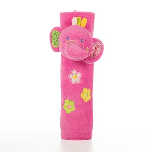 Seat Belt Comfort Pads And Car Clip On Travel Buddy With Sound (Pink Elephant)