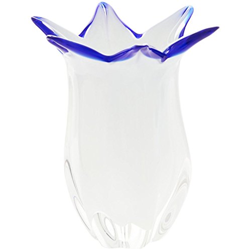 Vase, Blumenvase "WITE DREAM" weiß/blau, H=18cm, traumhaft handgeformte Vase -jedes Stück ein Unikat (ART GLASS powered by CRISTALICA)