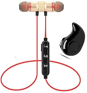 LUZWE Combo of Mini S530 Wireless Bluetooth Buds with Magnetic Earbuds Neckband, Built-in Mic Crystal Clear Sound Noise Cancellation for All Android Smartphone