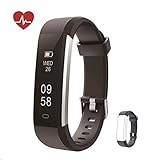 Kingsky Fitness Armband mit herzfrequenz Fitness Tracker mit Pulsmesser Wasserdicht IP67 Aktivitätstracker Pulsuhren Bluetooth Smart Armbanduhr Schrittzähler Damen (Schwarz)