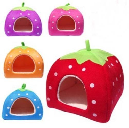 Strawberry-Pet-igloo-bed-House-3-sizes-and-3-colours-to-choose-from-Small-Red