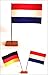Produktbild Tischflagge Niederlande Holland 90x140 mm plus Bonus-Flagge nach Wahl, mit Ständer aus Holz, Gesamthöhe ca. 20 cm Tisch Flagge Fahne