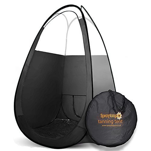 Pop Up Spray Tan Tent | Professional Black Popup Cubicle  | Flame Retardant | Internally Waterproof against Tanning Solutions | Clear Skylight Roof | Quality Portable Carry Bag | For use with all pro mobile HVLP airbrushes