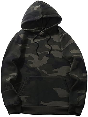 JOLIME Men's Pullover Hoody Winter Warm Thick Fleece Fur Lined Coat Camouflage Outdoor Hoodie Army Green L