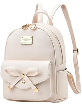 Baymate Damen Vintage PU Leder Rucksack Schultasche Daypacks Outdoor Umhängetasch