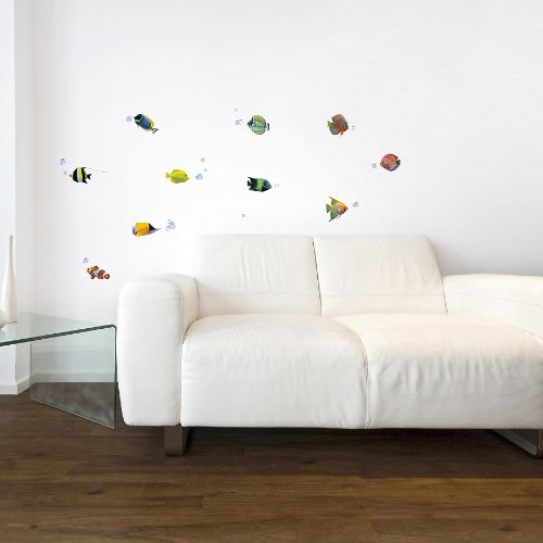 DecorEasy Dekorfolien/ Wandtatoo/ Wandsticker -Fische- Neuheit 2 Bl. 31 x 31 cm - 2