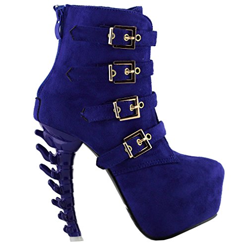 Show Story - Botas Militar Mujer, Color Azul, Talla 36