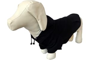 Lovelonglong Blank Basic Hoodie Sweatshirt for Dogs 100% Cotton Fits Small Medium Dachshund Large Dog Black D-S