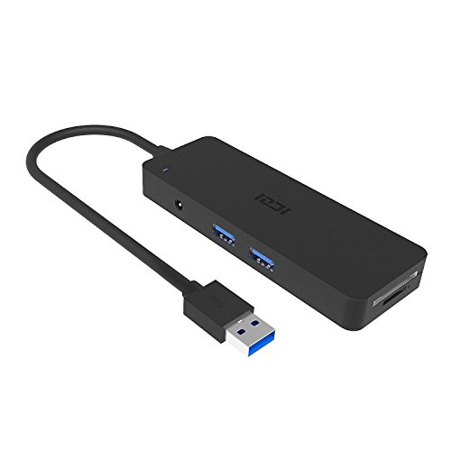ICZI USB 3.0 HUB, mit 4x USB 3.0 port, 2x USB C port und 2x kartenleser, vernickelt Steckers und Buchsen, mehr dünn, Schwarz - 2