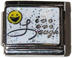 Live Love Laugh white sparkly Enamel - 9mm Italian charm fits Zoppini, Talexia, Boxing and Nomination Italian charm bracelets