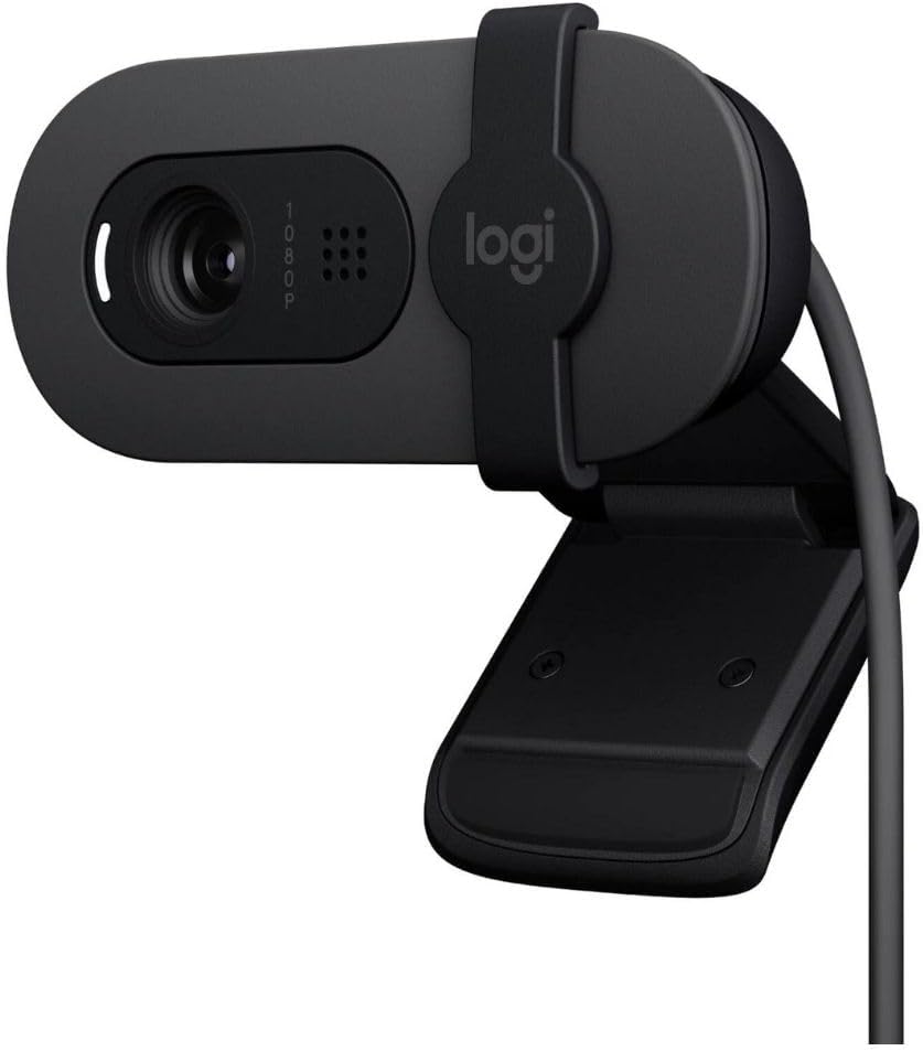 Logitech BRIO 100 Full HD Web Kamerası, Toplantı ve Yayın Amaçlı, Otomatik Işık Dengesi, Dahili Mikrofon, Gizlilik Kapağı, USB-A, Microsoft Teams, Google Meet, Zoom ile Uyumlu, Siyah