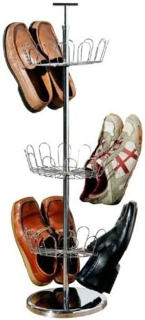 3 Tier Revolving Chrome Shoe Tree Carousel for up to 18 Pairs