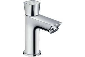 hansgrohe Logis - Mitigeur de lavabo eau froide sans tirette ni vidage, Robinet de salle de bain avec hauteur sous bec 80 mm, économie d'eau (EcoSmart), Chromé