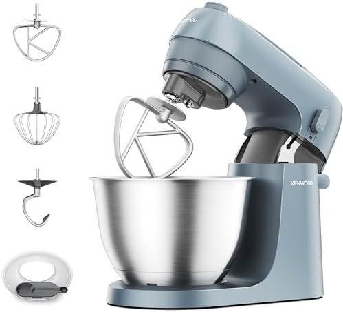 Kenwood Go Collection KZM35.000GY Planetaria con Design Salvaspazio, Impastatrice Compatta con Ciotola da 4L, 3 Strumenti di miscelazione, 6 Velocità, Alta solo 30cm, Maniglia, Potenza 800W, Storm Blu