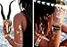 METALLIC TEMPORARY TATTOO GOLD SILVER FLASH INSPIRED BINDI JEWELLERY FESTIVAL BODY ART IBIZA PARTY UK (MTS13)
