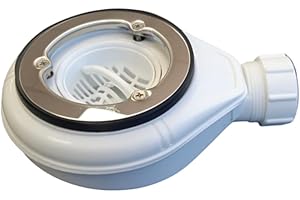 GENÉRICO Válvula de Desagüe para Platos de Ducha, sifón 90 mm de diámetro, extraplana 60 mm altura