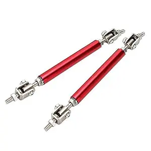 Zenlo 2pcs 20cm Red Extra Large Adjustable Universal Front Rear Bumper Lip Splitter Strut Brace Rod Support Bar red Small