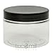 5 x 150mL Clear COSMETIC PLASTIC PET SQUAT JARS w/ BLACK SCREW LIDS for Creams/Liquids/Make Up/Travel/Oils