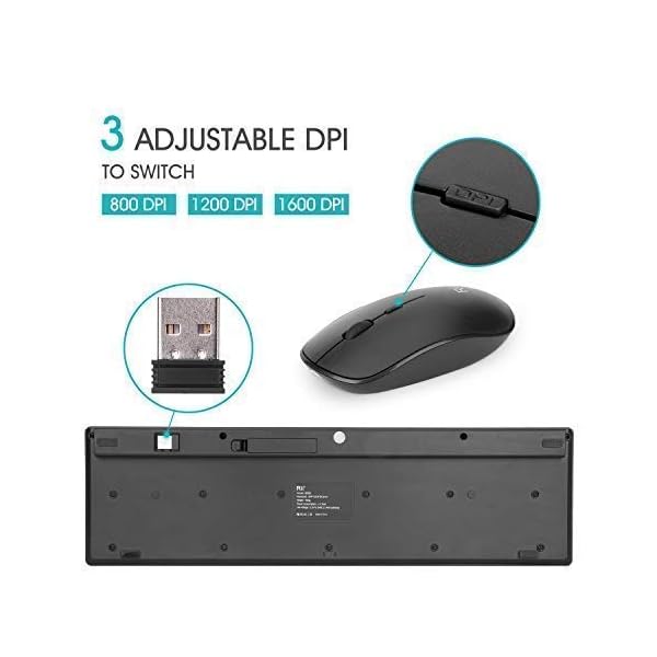 Rii RK200 Combo Ratón y Teclado Inalámbrico para Android/Windows/Mac/Linux y Otros Dispositivos con USB-QWERTY Español… - Image 4