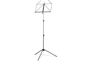 K&M 100/1 Notenpult Schwarz – Ausziehbarer Notenständer 62,5 - 124 cm - klappbare Notenablage, faltbares Metall-Stativ