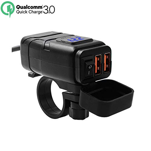 Motocicleta cargador usb qc 3.0 dc 12v puertos 2 con interruptor y led voltimetro toma corriente moto dos métodos de instalación?azul?
