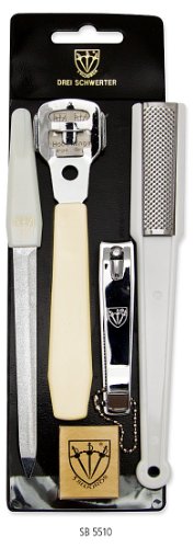 3 Swords - 5 Piece Pedicure Foot Care Set, nickel plated - shiny, Quality: 3 Swords