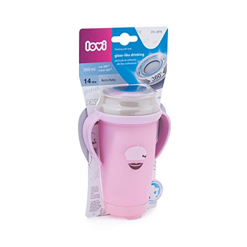 Lovi 1/595new Trinkbecher 360° Active Retro Baby, 14+ Monate, abdichtende Silikonscheibe, antibakterieller Schutz, 350 ml, grün - 2