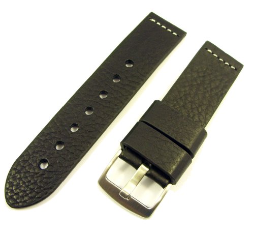 ZeitPunkt-Lederband robustes Kalbsleder schwarz 24 mm ZeitPunkt-Lederband robustes Kalbsleder schwarz 24 mm