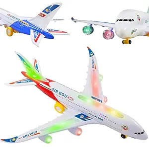 NEEL A380 Battery Operated Plane Toy with Music and Led Multicolor Lights Auto Rotating Plane with Real Jet Sound Air Plane Toys and Games for Kids Musical Toy with Flashing Lights
