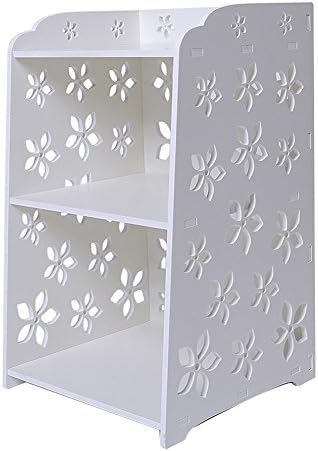 AUWES Bedside Table Storage Wood Cabinet Nightstands Unit, White, H 20'' x W 12'' x L 12''