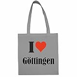 Tasche I Love Göttingen Größe 38x42 Farbe Grau Druck Schwarz