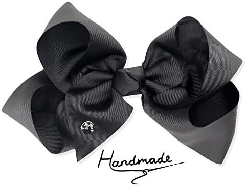 Black JayJo JOJO Style Bows Large 8" Big Bow Hair Clip for Children Girls Rhinestone