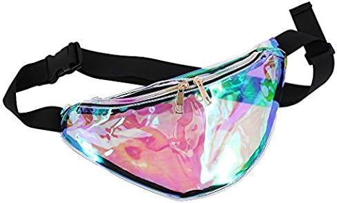 Unisex PVC Hologram Belt Waist Bum Bag Fanny Pack for Running Sports (Half Transparent)
