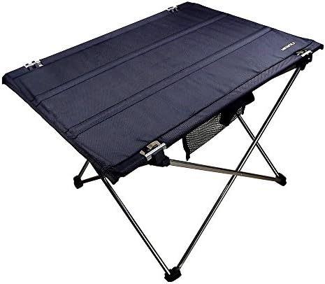 Escomdp Portable, Folding and Lightweight Table, Aluminum Frame for Camping, Patio Party, Picnic, BBQ Table with Carry Bag-Black(56*42*38 cm)