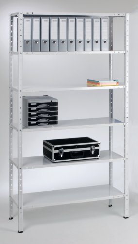 Grundregal, 200x80x35cm, 60kg, 6 Böden, weiß, Marke: Szagato (Kellerregal Lagerregal Büroregal Schraubregal)