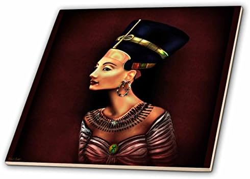 A portrait of Nefertiti inspired by the ancient Egyptian artifact. - 4 Inch Ceramic Tile